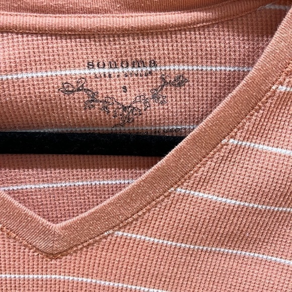 SONOMA Orange Striped V Neck Top Women's Size Small - Picture 2 of 3
